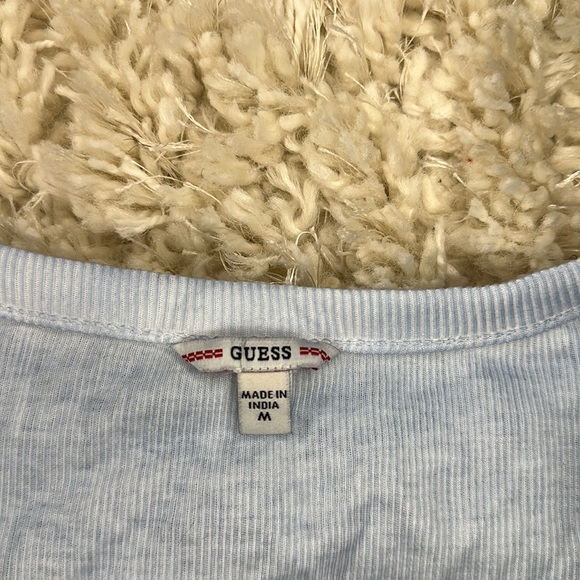 Guess Blue Button Up Crop Top - Picture 2 of 4